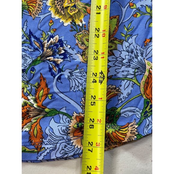 JM Collection Size Small Blue Floral Print Rayon Knit Top Short Sleeve Stretch - Picture 5 of 8